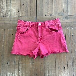 Zara red denim cut off shorts